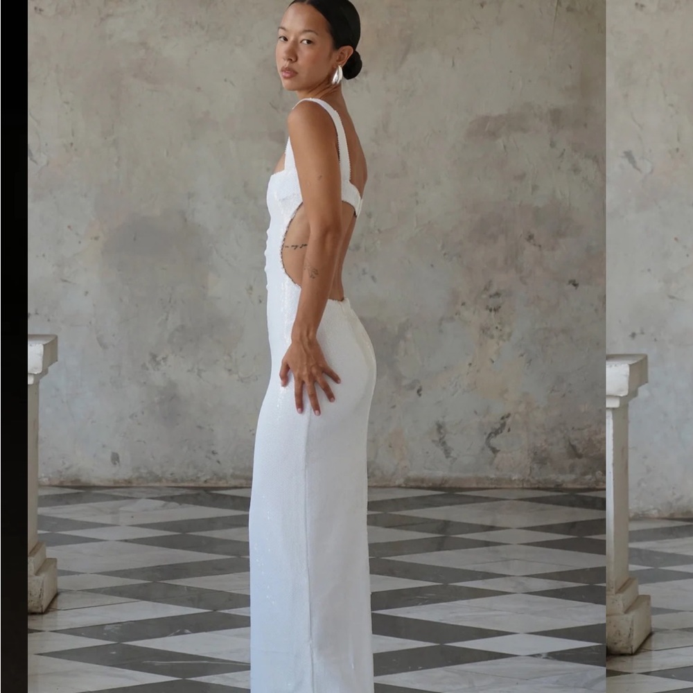 Meshki sequin white dress, size Medium - Picture 4 of 10